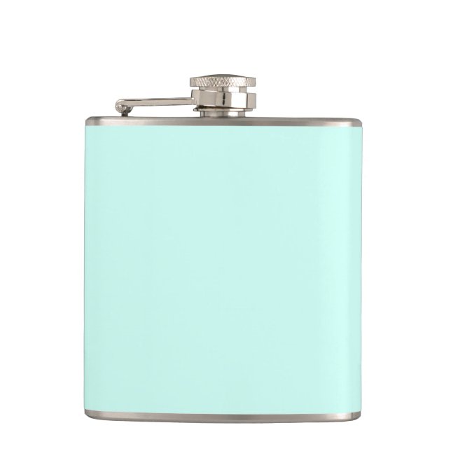 Solid cameo green mint soft turquoise hip flask (Front)
