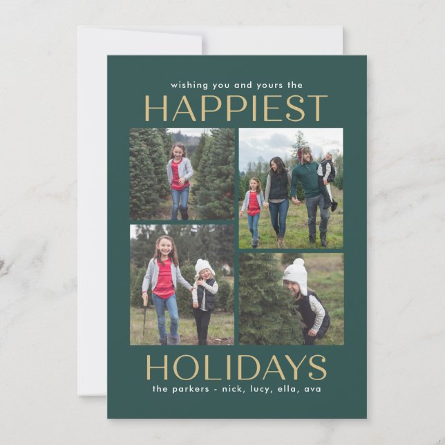 Solid Clean Collage Editable Colour Holiday Card (Front)