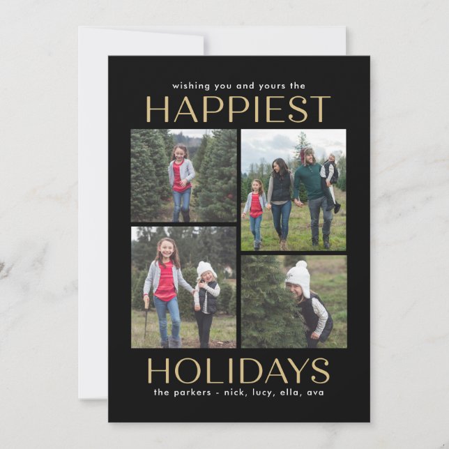 Solid Clean Collage Editable Colour Holiday Card (Front)