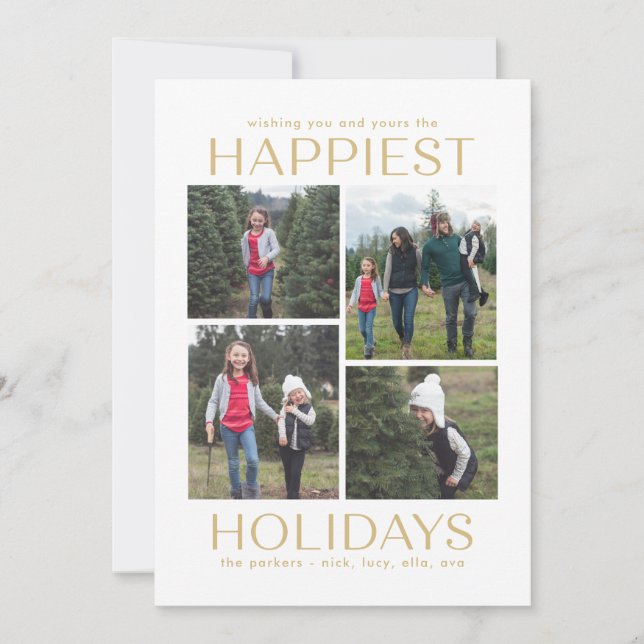 Solid Clean Collage Editable Colour Holiday Card (Front)