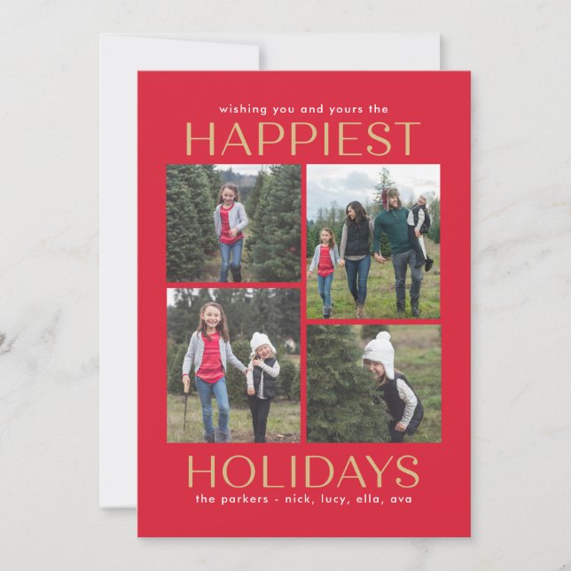 Solid Clean Collage Editable Colour Holiday Card (Front)