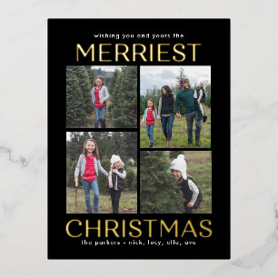 Solid Clean Collage FOIL Christmas Card Postcard