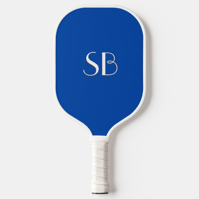 Solid Cobalt Blue Monogram Pickleball Paddle (Front)