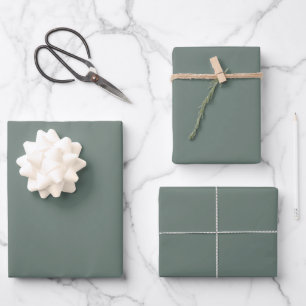 Solid Color Minimalist Dusty Gray Sage Green  Wrapping Paper Sheet