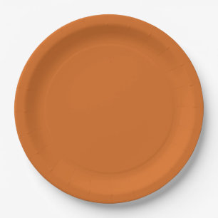 Solid color plain burnt orange cinnamon paper plate