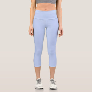 Solid color plain periwinkle light blue capri leggings