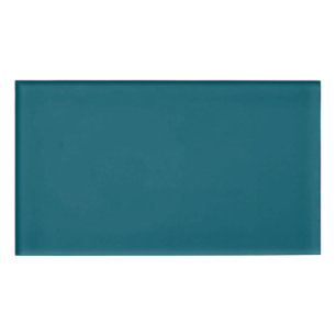 Solid color plain teal peacock name tag