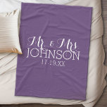 Solid Colour Aubergine Mr & Mrs Wedding Favour Fleece Blanket<br><div class="desc">A bold purple colour with chic fonts make a statement piece for reception favours. The Mr. and Mrs. fonts are easier to customize when you replace all text and photos first. If your art still needs to be adjusted, click on the Customize This button. This will take you to a...</div>