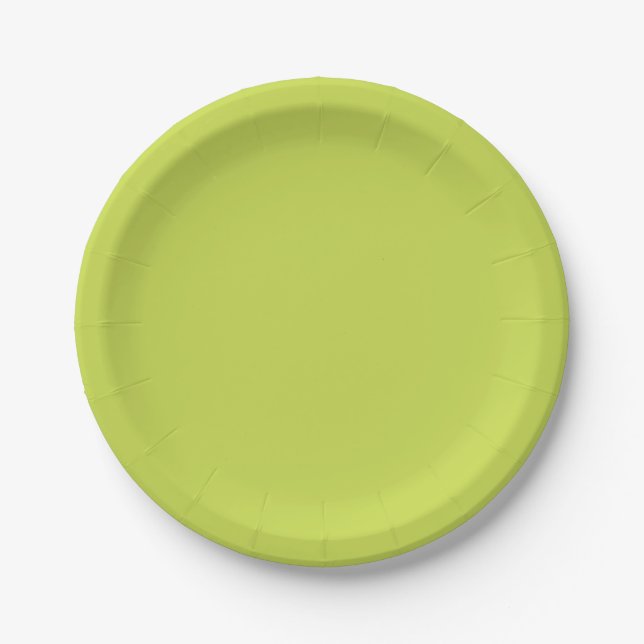 Solid colour avocado light green paper plate (Front)