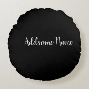 Solid Colour Basic Black Modern  Stylish Round Pillow