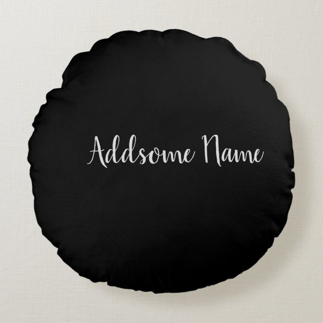 Solid Colour Basic Black Modern  Stylish Round Pillow (Front)
