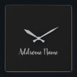 Solid Colour Basic Black Modern Stylish Square Wall Clock<br><div class="desc">Basic Black Pillows. Custom Template designs. Personalize with your own name, a great gift for anyone including yourself.</div>