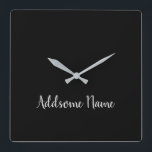 Solid Colour Basic Black Modern  Stylish Square Wall Clock<br><div class="desc">Basic Black Pillows. Custom Template designs. Personalize with your own name,  a great gift for anyone including yourself.</div>