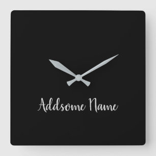 Solid Colour Basic Black Modern  Stylish Square Wall Clock