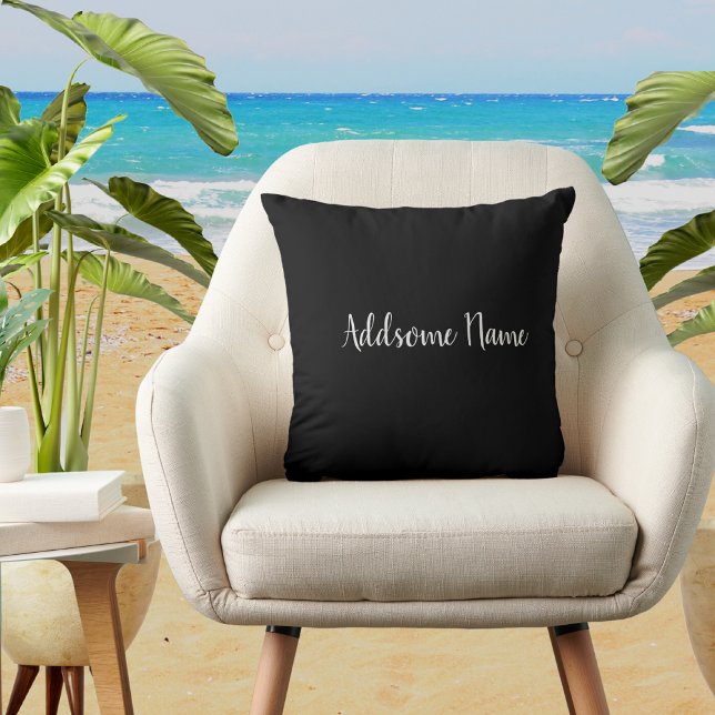 Solid Colour Basic Black Modern  Stylish Throw Pillow (Creator Uploaded)