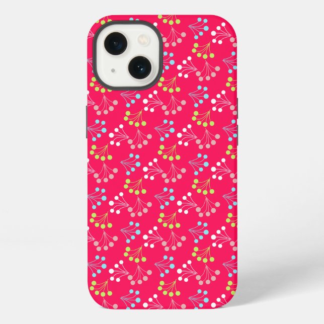 Solid colour berries simple pattern retro sixties  iPhone case (Back)