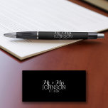 Solid Colour Black Mr & Mrs Wedding Favours Pen<br><div class="desc">A bold colour with chic fonts make a statement piece for a reception favour. Items are easier to customize when you replace all text and photos first. If your art still needs to be adjusted, click on the Customize This button. This will take you to a design area where you...</div>