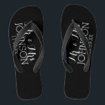 Solid Colour Black Mr & Mrs Wedding Memento Flip Flops<br><div class="desc">A bold colour with chic fonts make a statement piece for a reception favour or anniversary party. Items are easier to customize when you replace all text and photos first. If your art still needs to be adjusted, click on the Customize This button. This will take you to a design...</div>