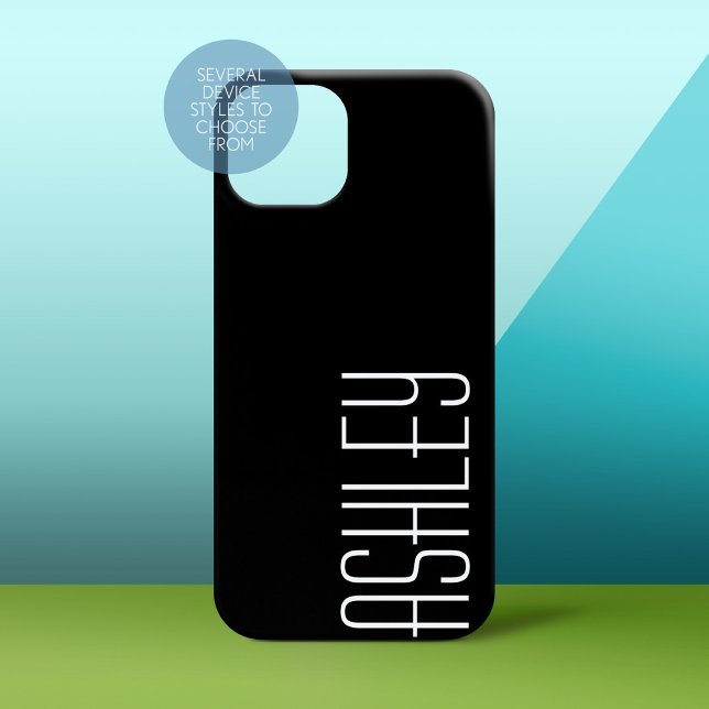 Solid Colour Black with Area to Add Text (Personalized Phone Case - Solid Black Background with Monogram)