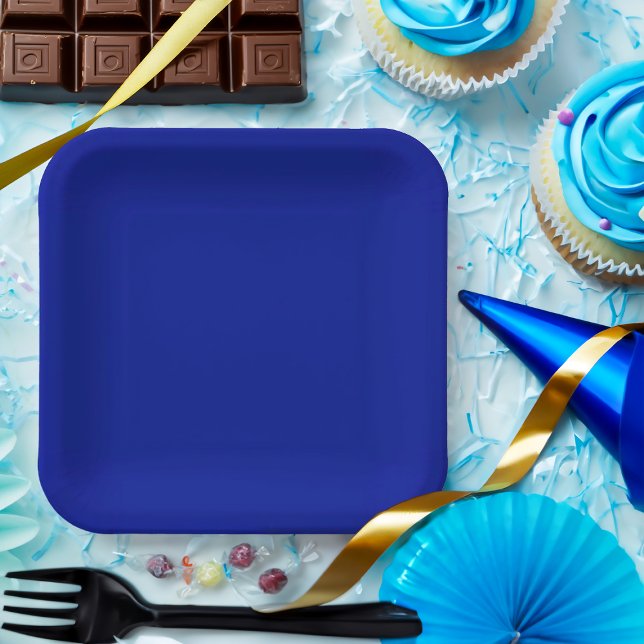 Solid Colour Blue Party Paper Plate (Creator Uploaded)