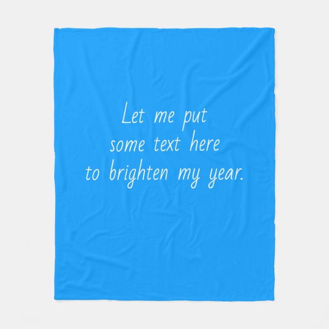 Solid colour bright medium Plain blue Fleece Blanket (Front)