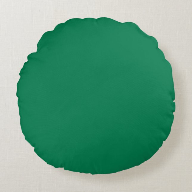 Solid colour broccoli medium green round pillow (Front)