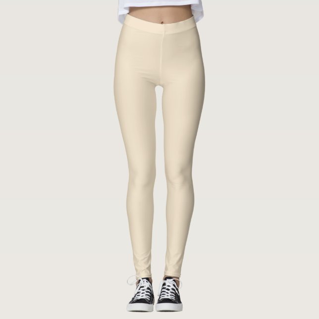 Solid colour cream light beige leggings (Front)