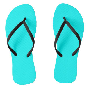 Solid colour cyan flip flops