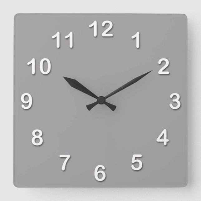 Solid Colour: Dark Grey Square Wall Clock (Front)