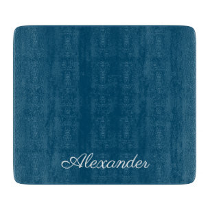 Solid Colour Dark Teal Blue template White Script Cutting Board