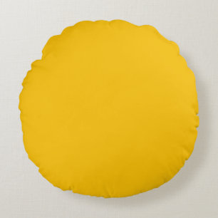 Solid colour deep lemon mustard yellow round pillow
