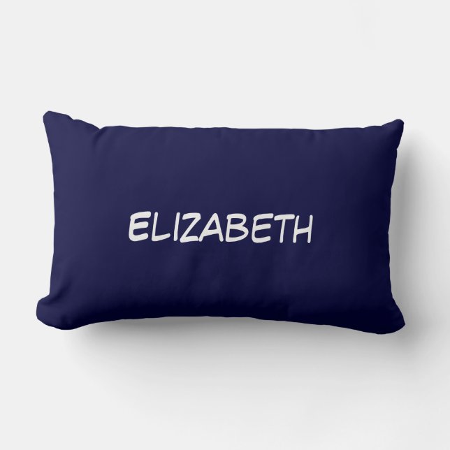 Solid Colour DIY BG, Name Monogram - Navy Blue Lumbar Pillow (Front)
