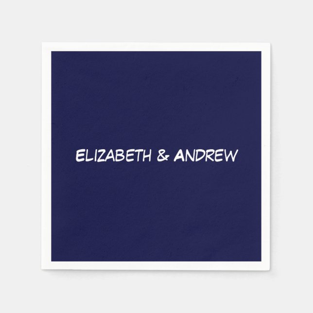 Solid Colour DIY BG, Name Monogram - Navy Blue Napkin (Front)