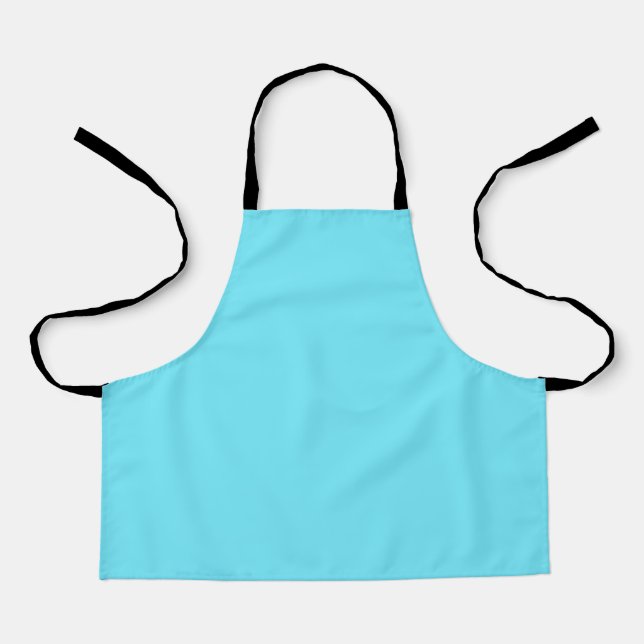 Solid colour electric light aqua blue apron (Front)