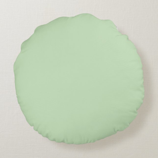 Solid Colour Elegant Sage Green Trendy Fashionable Round Pillow (Back)