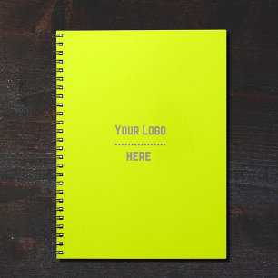 solid colour fluorescent  yellow - your  logo  notebook