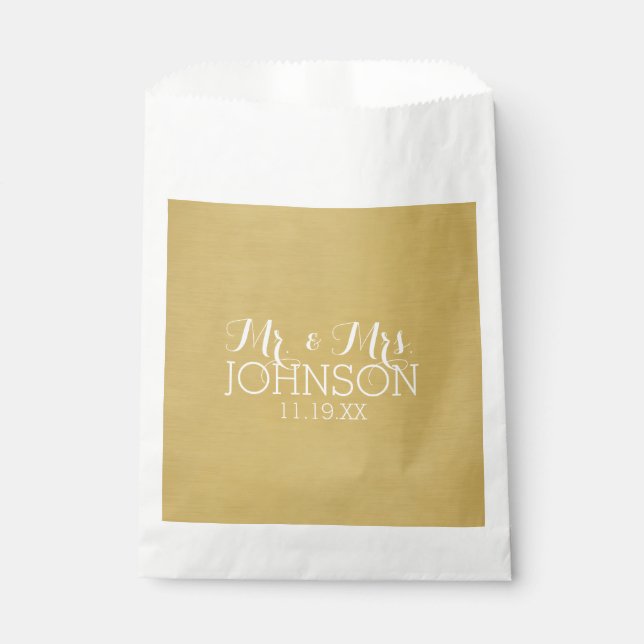 Solid Colour Gold - Mr & Mrs Wedding Favours Favour Bag (Front)