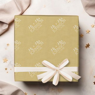 Solid Colour Gold - Mr & Mrs Wedding Favours Wrapping Paper