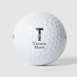 Solid colour grey initials and name golf balls