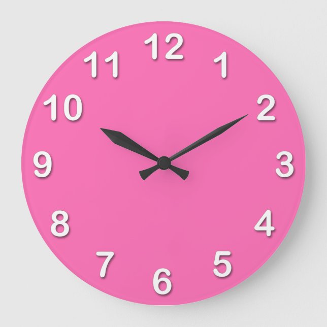 Solid Colour: Hot Pink #2 Large Clock (Front)
