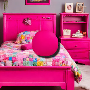 solid colour hot pink round pillow