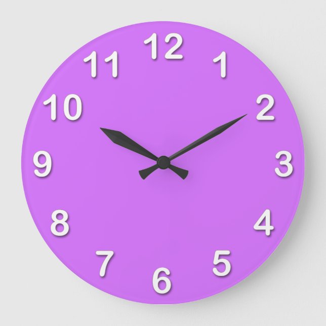 Solid Colour: Lilac Purple Large Clock (Front)