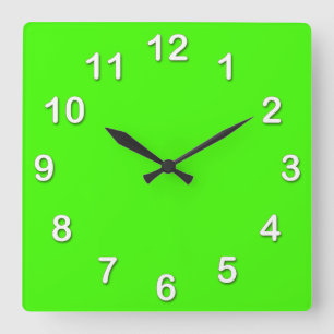 Solid Colour: Lime Green Square Wall Clock