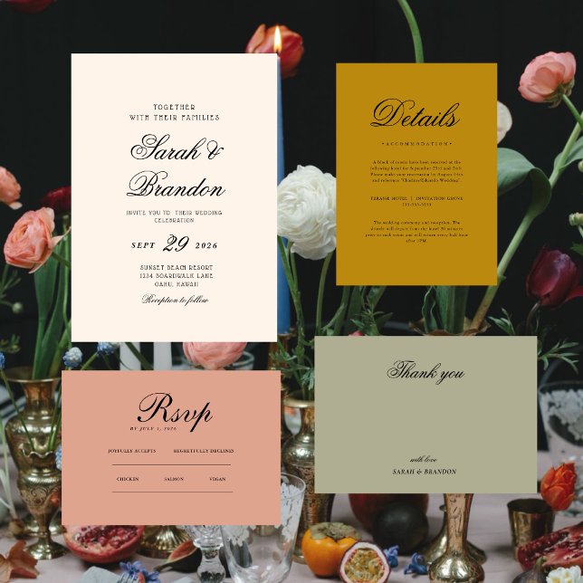 Solid Colour Minimalist Script Wedding Thank You  Card (Creator Uploaded)