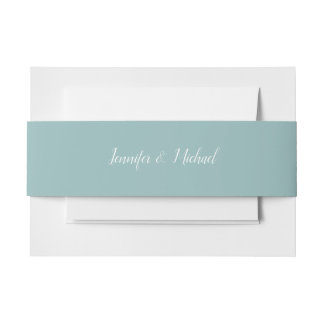 Solid Colour Mint Belly Bands Invitation Belly Band