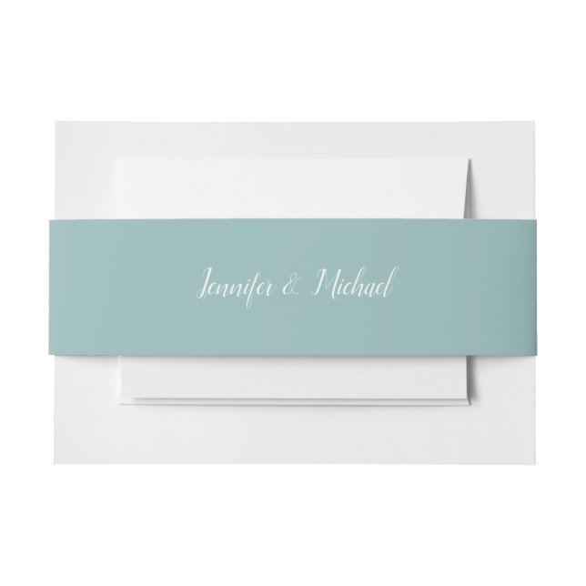 Solid Colour Mint Belly Bands Invitation Belly Band (Front Example)
