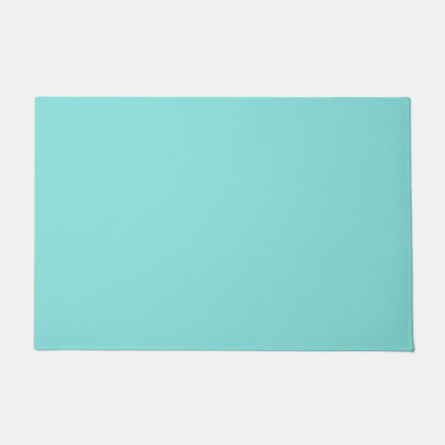 Solid colour misty teal turquoise doormat (Front)