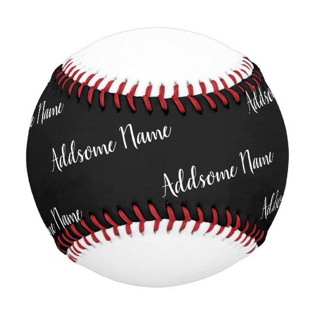 Solid Colour Modern Basic Black Monogrammed Baseball (Front)