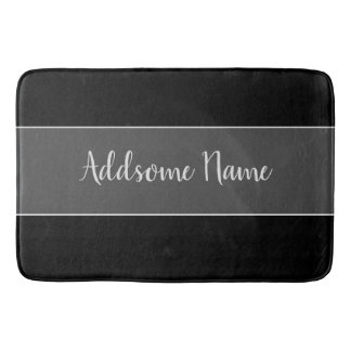 Solid Colour Modern Basic Black Monogrammed Bath Mat