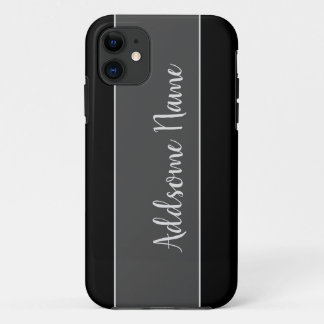 Solid Colour Modern Basic Black Monogrammed iPhone 11 Case